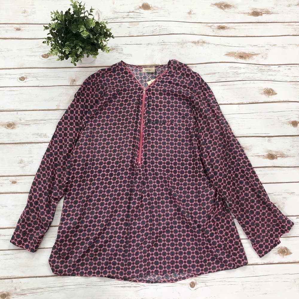 Toomi USA pink maroon geometric tunic top